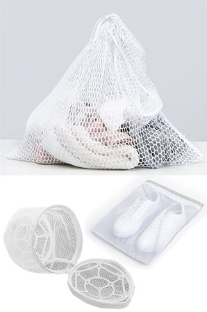 Hediyelik 3lü Yıkama File Seti - Ayakkabı Filesi-plastik Aparatlı Sütyen Yıkama- Çamaşır Yıkama Filesi