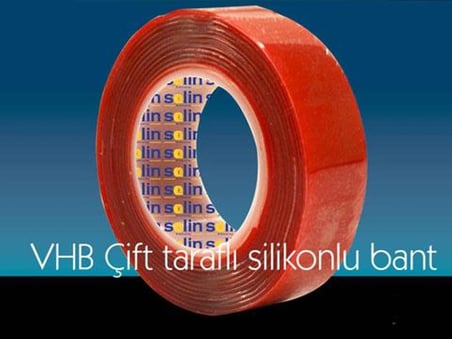 Hediyelik Çift Taraflı Akrilik Silikonize Bant 18 Mm X 2 Metre Kırmızı Vhb
