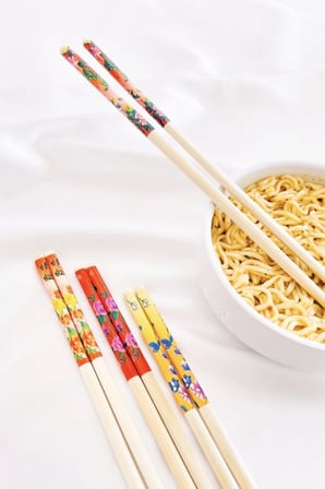 Hediyelik Bambu Chopstick Çubuk Yemek Çubuğu Yıkanabilir Tekrar Kullanılabilir (3 Çift- 6 Adet )