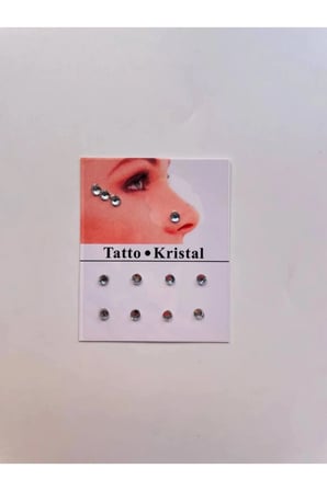 Hediyelik Yüz Taşı Kristal - Burun, Vücut Taşı, Tattoo Makyaj Taşı, Yapışkanlı, 12 Adet