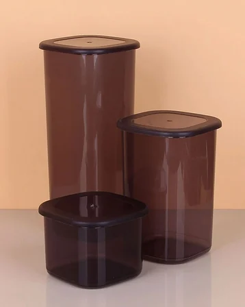 Hediyelik 3lü Saklama Kabı - 1750-1200-550ml Koyu Şeffaf