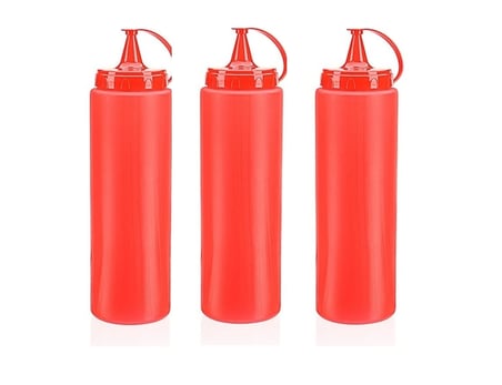 Hediyelik Ketçap Şişesi - 1000ml Dev Boy Kırmızı 3 Adet