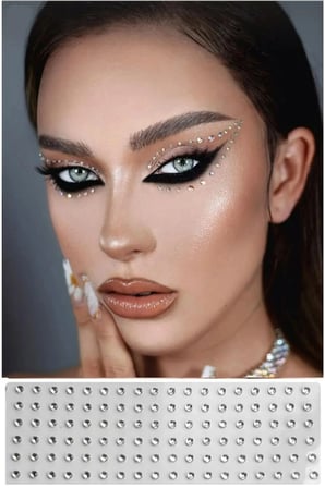 Hediyelik Yüz Taşı Kristal - Burun, Vücut Taşı, Tattoo Makyaj Taşı, Yapışkanlı, 24 Adet