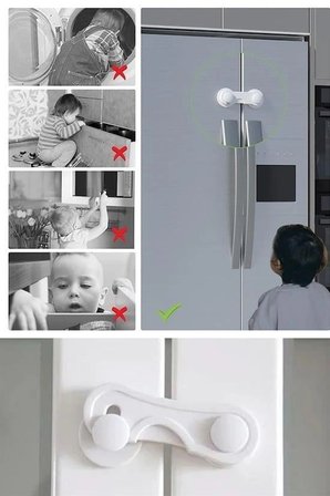 Hediyelik Bebek Çocuk Güvenliği Çekmece Ve Dolap İçin Kendiliğinde Yapışkanlı Vidasız Kapak Kilidi