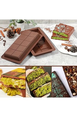 Hediyelik Meşhur Dubai Çikolatası Kalıbı Silikon - Büyük Tablet Çikolata Mum Kek Kalıbı Pasta Kalıbı