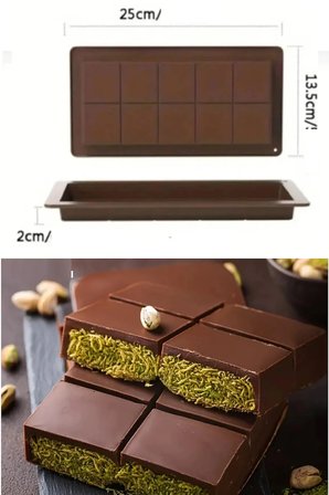 Hediyelik Meşhur Dubai Çikolatası Kalıbı Silikon - Büyük Tablet Çikolata Mum Kek Kalıbı Pasta Kalıbı
