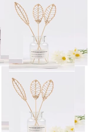 Hediyelik 3 Tek Adet 3 Model Aromaterapi Koku Dağıtıcı Rattan Şişe Ahşap Difüzör Çubuk (spiral-yaprak-dalgalı)