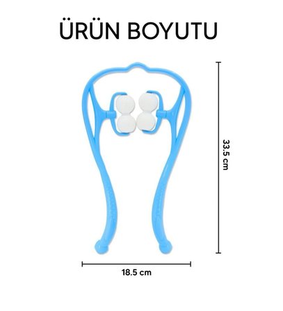 Hediyelik Boyun Bacak Ayak Bel Masaj Aleti Çok Fonksiyonlu Manuel 4 Tekerlekli - Mavi