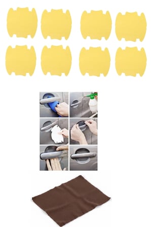 Hediyelik 9lu Set Araba Kapı Kolu Koruyucu Çizilme Önleyici Şeffaf Sticker Film Koruma Seti