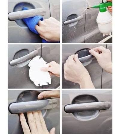 Hediyelik 9lu Set Araba Kapı Kolu Koruyucu Çizilme Önleyici Şeffaf Sticker Film Koruma Seti