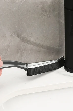 Hediyelik 5 Adet İnce Kıl Fırça Banyo Mutfak Pencere Oluk Klozet Kenarı Kavisli Detay Temizleme Fırçası