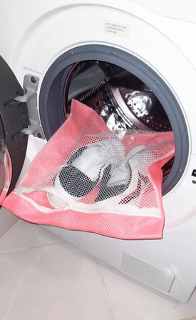Hediyelik Pembe Fermuarlı - Hassas Çamaşır Terlik  Ayakkabı Yıkama Filesi Büyük Boy