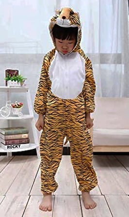 Hediyelik Çocuk Kaplan Kostumu - Aslan Kostümü 4-5 Yaş 100 Cm