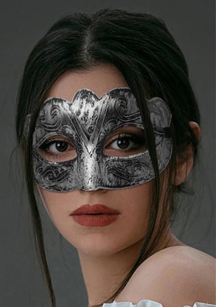 Hediyelik Maskeli Balo Antik Gri Gümüş Eskitilmiş Maske Balo Venedik