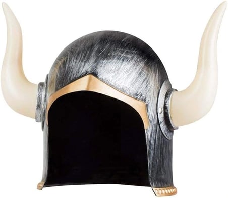 Hediyelik Mega Boynuzlu Viking Ivar Kaskı Eskitilmiş Desen Gümüş Renk