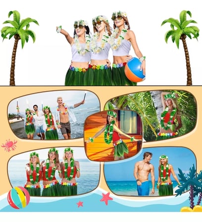 Hediyelik Tropikal Esintili Hawaii Yapraklı Parti Eteği Yetişkin Boy