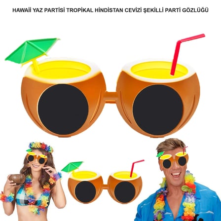 Hediyelik Hindistan Cevizi Tropikal Hawaii Yaza Merhaba Parti Gözlüğü