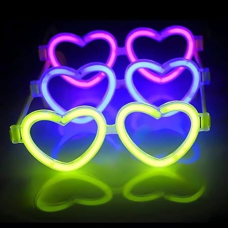 Hediyelik Glow Kalpli Fosforlu Gözlük 6’lı Renkli Set – Neon Parti