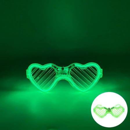 Hediyelik Yeşil Led Işıklı Kalp Gözlük – 3 Modlu Parti &amp; Glow Gözlüğü
