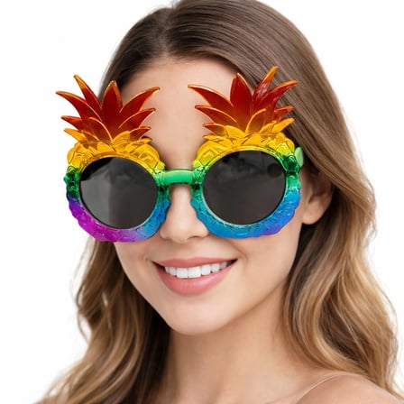 Hediyelik Tropikal Ananas Tasarımlı Renkli Hawaii Parti Gözlüğü
