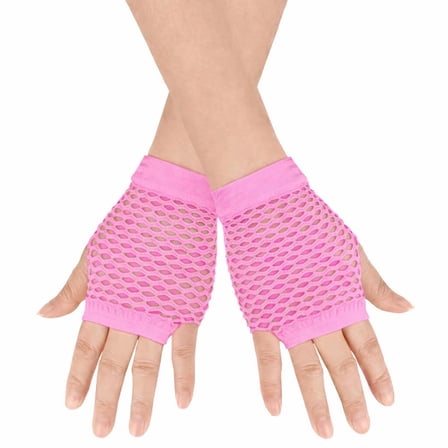 Hediyelik 80’ler 90’lar Retro Neon Pembe File Parmaksız Kısa Eldiven 11 Cm