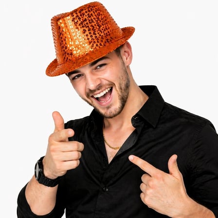 Hediyelik Turuncu Payetli Disco Parti Şapkası Yetişkin Işıltılı Fötr Model