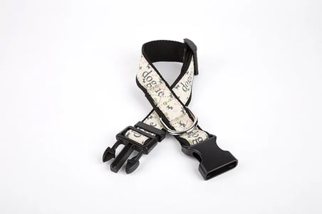 Köpek ve Pati Desenli Dokuma Köpek Boyun Tasması 3 cm x 36-60 cm Siyah