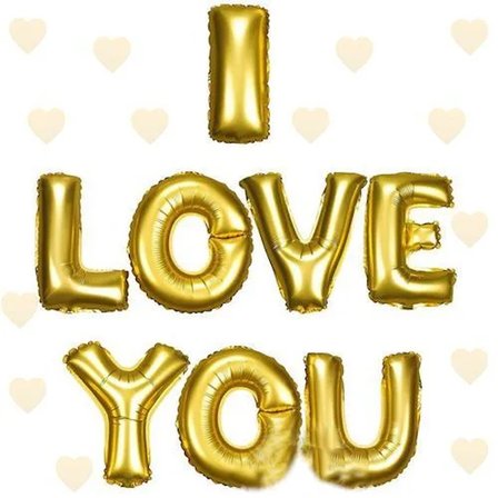 I Love You Folyo Bn Altın Renk 35 CM