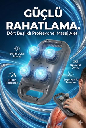 4 Başlıklı Masaj sı - Ergonomik Derin Doku Sırt ve Boyun Masaj Aleti Ağrı ve Sızı