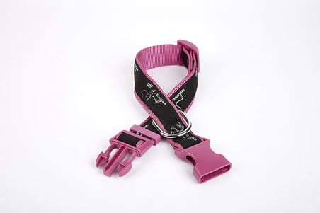 Köpek Desenli Dokuma Köpek Boyun Tasması 3 cm x 36-60 cm Mor