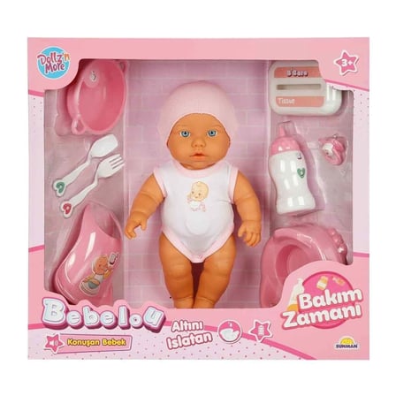 3823 Bebelou Bakım Zamanı Sesli en Ağlayan Bebek 32 cm -Sunman