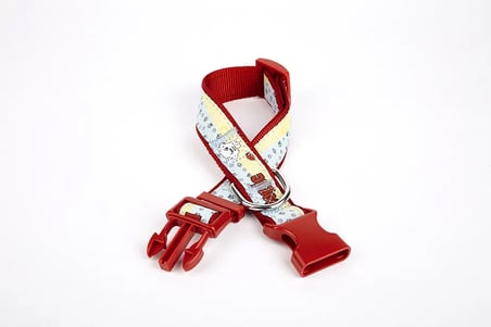 Pati Desenli Dokuma Köpek Boyun Tasması 3 cm x 36-60 cm Kırmızı