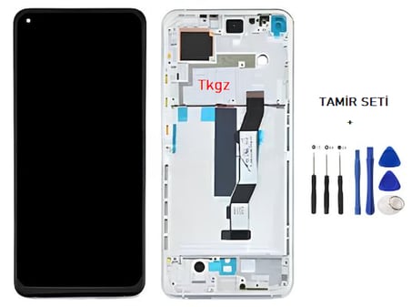 Tkgz Xiaomi Mİ 10T PRO Uyumlu Lcd Ekran Dokunmatik SERVİCE PACK LCD Ekran - FULL ÇITALI GÜMÜŞ + TAMİR SETİ