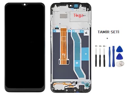 Tkgz Oppo Realme C15 Uyumlu Lcd Ekran Dokunmatik SERVİCE PACK LCD Ekran - FULL ÇITALI + TAMİR SETİ