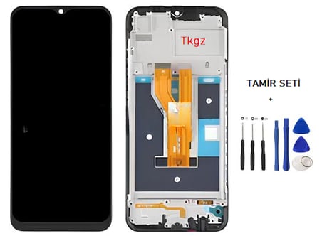 Tkgz Oppo Realme C21 Uyumlu Lcd Ekran Dokunmatik SERVİCE PACK LCD Ekran - FULL ÇITALI + TAMİR SETİ