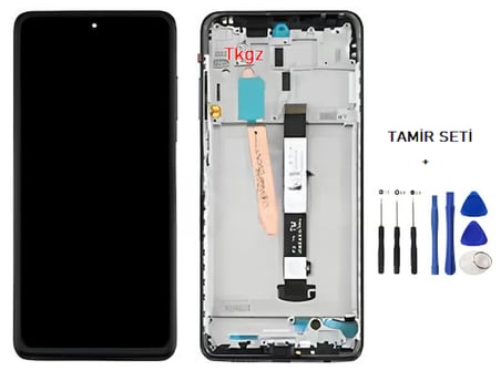 Tkgz Xiaomi POCO X3 NFC Uyumlu Lcd Ekran Dokunmatik SERVİCE PACK LCD Ekran - FULL ÇITALI SİYAH + TAMİR SETİ