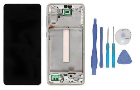 Tkgz Samsung Galaxy A33 5G SM-A336 Uyumlu Lcd Ekran Dokunmatik SERVİCE PACK LCD Ekran - FULL ÇITALI BEYAZ + TAMİR SETİ