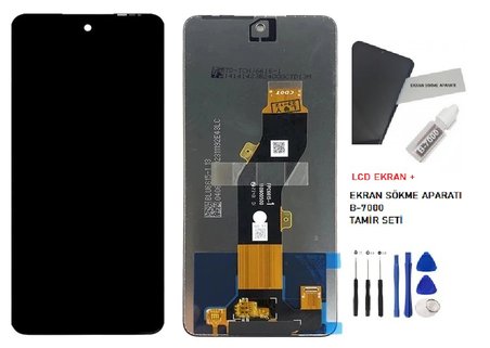 Tkgz Infinix Smat 8 Uyumlu Lcd Ekran Dokunmatik SERVİCE PACK LCD Ekran + B-7000 + TAMİR SETİ