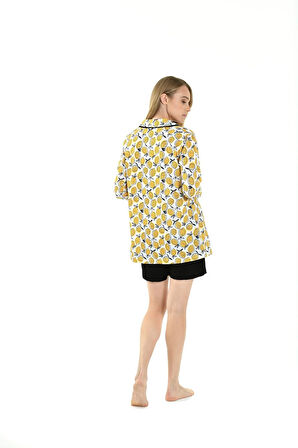 Limon Baskılı Kadın Şortlu Pijama Takımı
