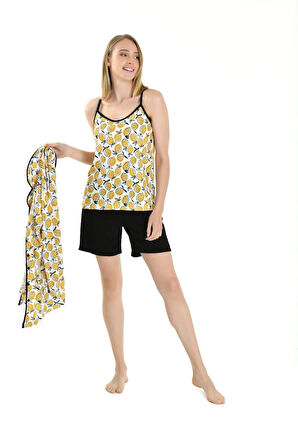 Limon Baskılı Kadın Şortlu Pijama Takımı