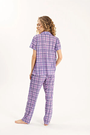 Gömlek Yaka Pamuklu Kadın Pijama Takımı
