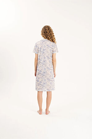 Gömlek Yaka Pamuk Kadın Gecelik