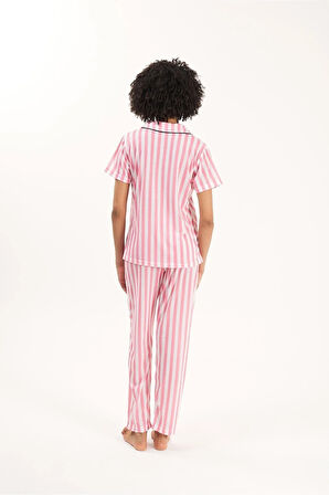 Viskon Penye Önden Düğmeli Kadın Pijama Bpj1968