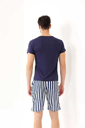 YENİ İNCİ ÇİZGİLİ VİSKON 3'LÜ ERKEK PİJAMA TAKIMI