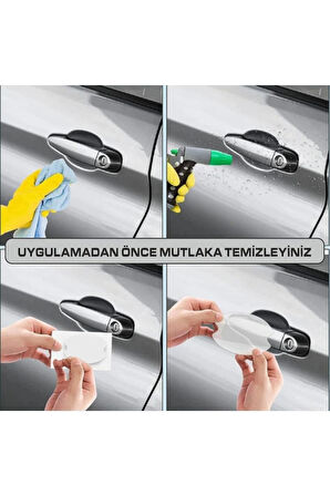 Yeni Renault Marka Logolu Oto Kapı Kolu Çizik Önleyici Yapışkan 8'li Set