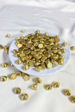 Gold Rengi 10x8 mm Çivi Model Dikme Taş Boncuk (30 Adet)