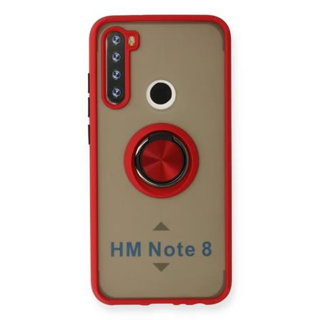 Xiaomi Redmi Note 8 Kılıf Montreal Yüzüklü Silikon Kapak - Kırmızı