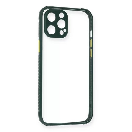 İphone 12 Pro Max Kılıf Miami Şeffaf Silikon - Koyu Yeşil