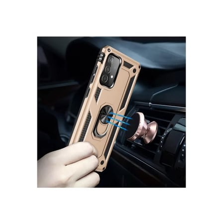Samsung Galaxy A52 Kılıf Sofya Yüzüklü Silikon Kapak - Gold