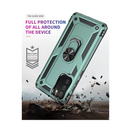 Samsung Galaxy A02s Kılıf Sofya Yüzüklü Silikon Kapak - Yeşil